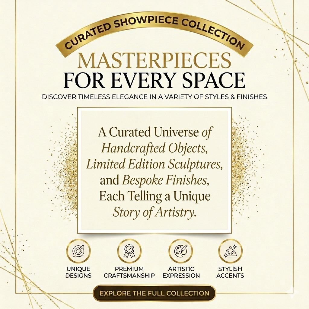 Luxury home decor showpieces, elegant table sculptures, and modern artistic accents for premium interior design