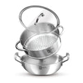 BE Essentials TriPly Stainless Steel Kadai with Steamer 3 Pcs Set