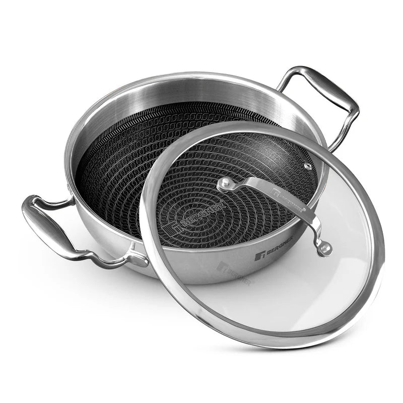 Hitech Tri-Ply Stainless Steel Non-Stick Kadhai - Induction Bottom 32cm 5.8L