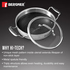 Hitech Tri-Ply Stainless Steel Non-Stick Kadhai - Induction Bottom 32cm 5.8L
