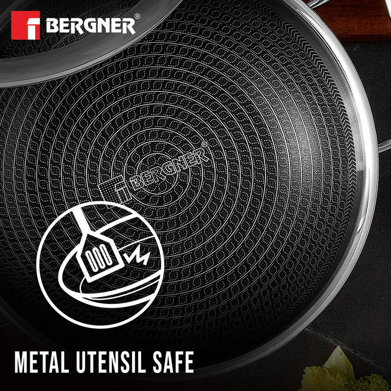 Hitech Tri-Ply Stainless Steel Non-Stick Kadhai - Induction Bottom 26cm 3.9L