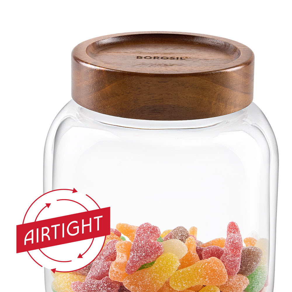 Roundwood Glass Jar with Acacia Lid