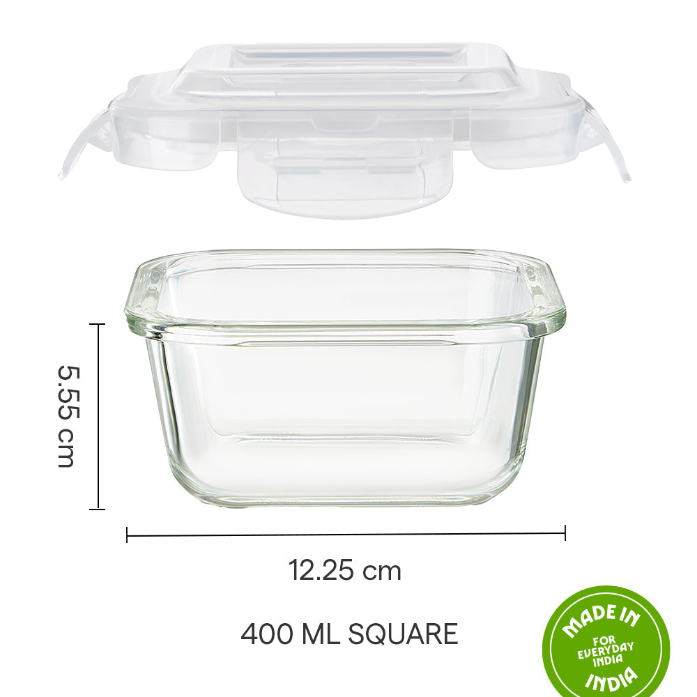 Klip n Store Square Glass Container