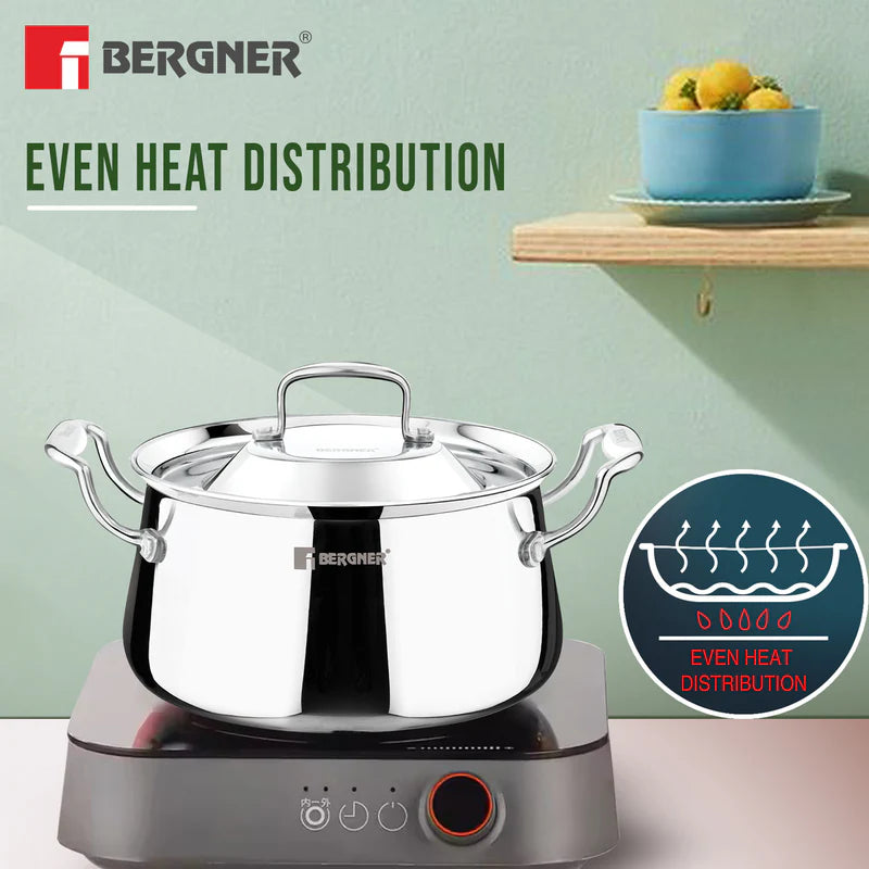 Argent Samsara Tri-Ply Stainless Steel Biryani Handi - Induction Bottom