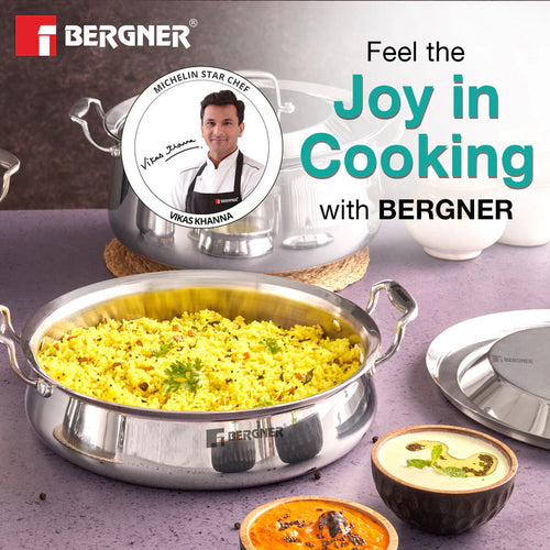 Argent Samsara Tri-Ply Stainless Steel 28 cm (4.25 L) Biryani Handi - Induction Bottom