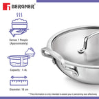 BE Essentials Tri-Ply Stainless Steel Kadai 18cm 1.4L