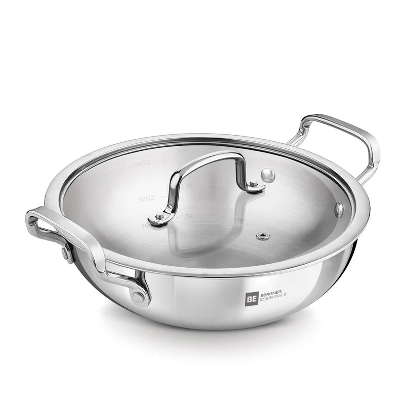 BE Essentials Tri-Ply Stainless Steel Kadai 20cm 1.9L