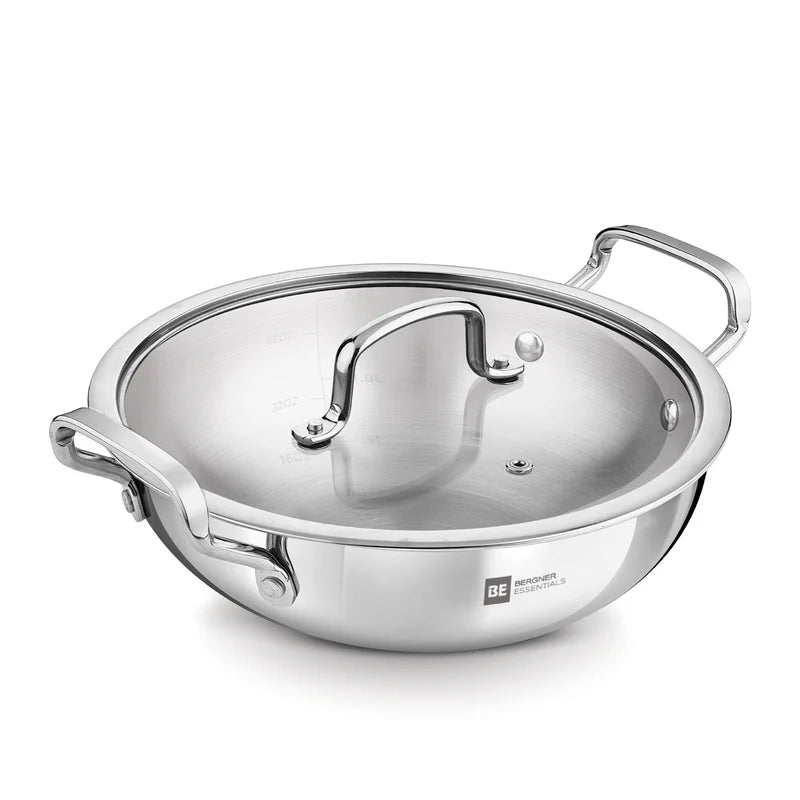 BE Essentials Tri-Ply Stainless Steel Kadai 24cm 3L
