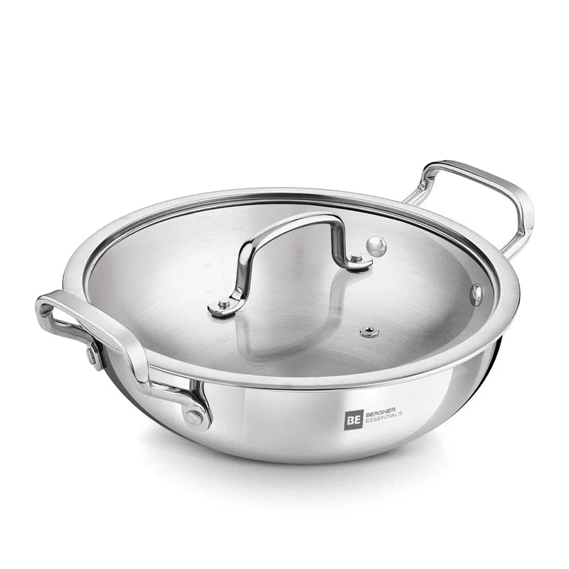 BE Essentials Tri-Ply Stainless Steel Kadai 28cm 5L