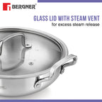 BE Essentials Tri-Ply Stainless Steel Kadai 30cm 6L