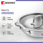 BE Essentials Tri-Ply Stainless Steel Kadai 32cm 7L