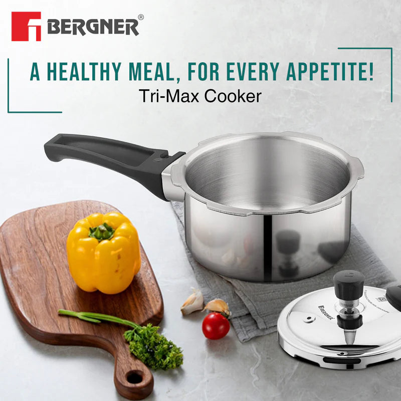 Tri-Max Junior Tri-Ply Stainless Steel 1 Litre Outer Lid Mini Pressure Cooker