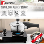 Tri-Max Junior Tri-Ply Stainless Steel 1 Litre Outer Lid Mini Pressure Cooker