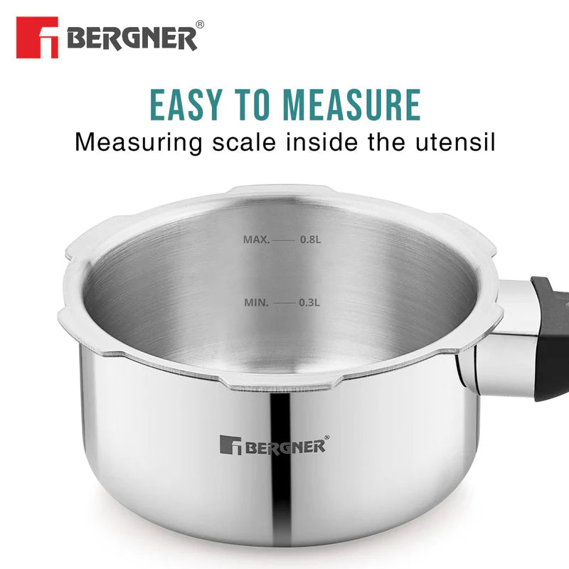 Tri-Max Junior Tri-Ply Stainless Steel 1 Litre Outer Lid Mini Pressure Cooker