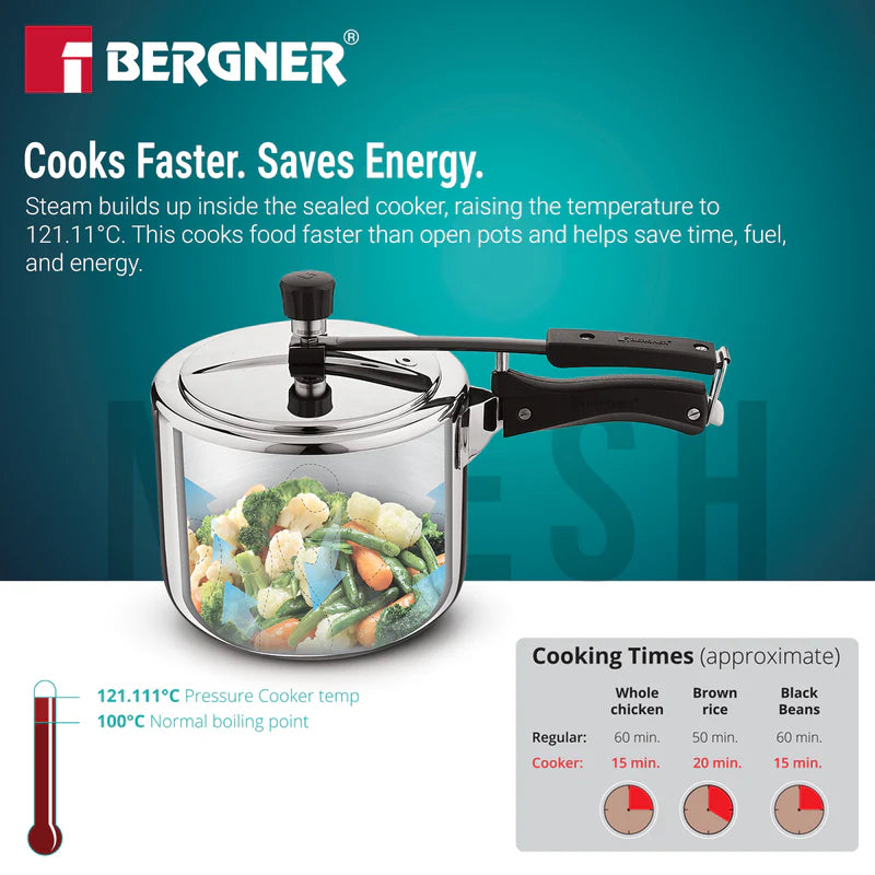 Argent Tri-Ply Stainless Steel Inner Lid Pressure Cooker