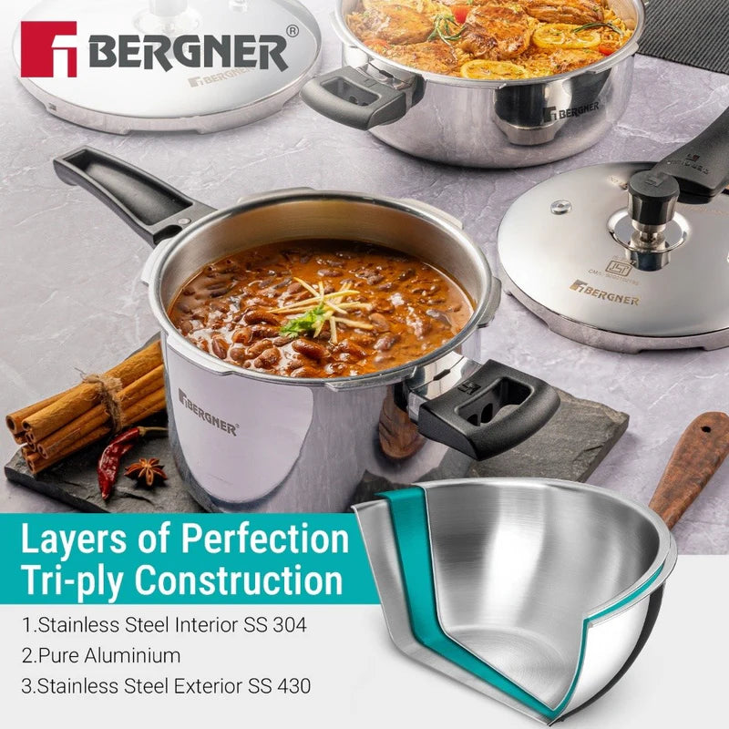 Argent Classic Triply Outer Lid Pressure Cooker - Induction Bottom