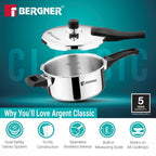 Argent Classic Triply Outer Lid Pressure Pan 3.5L - Induction Bottom