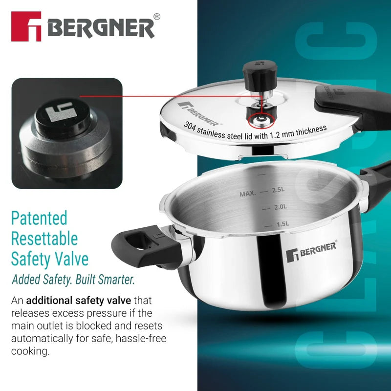 Argent Classic Triply Outer Lid Pressure Pan 3.5L - Induction Bottom