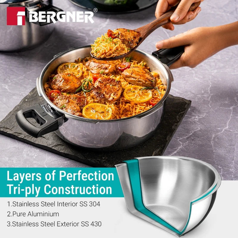 Argent Classic Triply Outer Lid Pressure Pan 5.0L - Induction Bottom