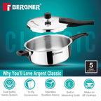 Argent Classic Triply Outer Lid Pressure Pan 5.0L - Induction Bottom