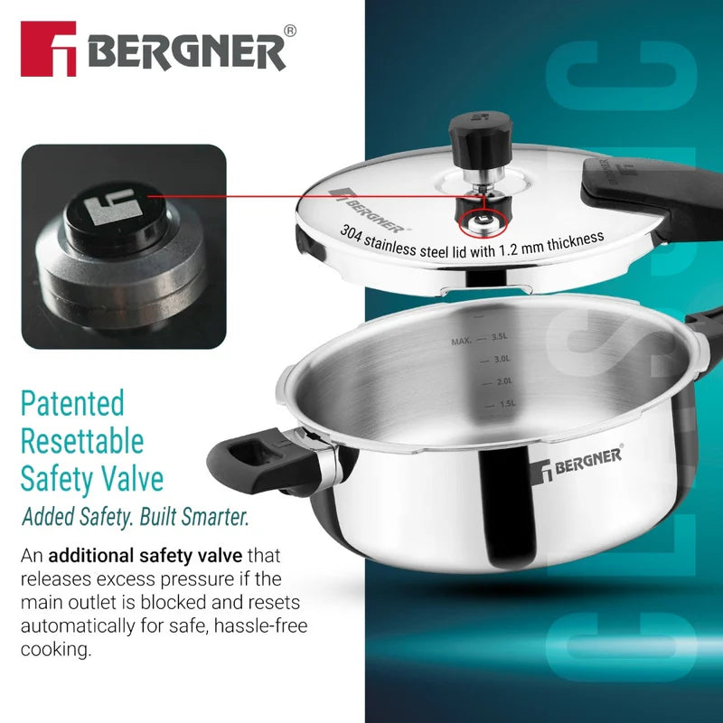 Argent Classic Triply Outer Lid Pressure Pan 5.0L - Induction Bottom