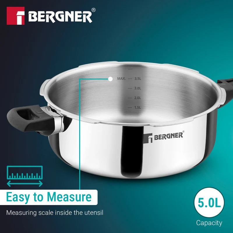Argent Classic Triply Outer Lid Pressure Pan 5.0L - Induction Bottom