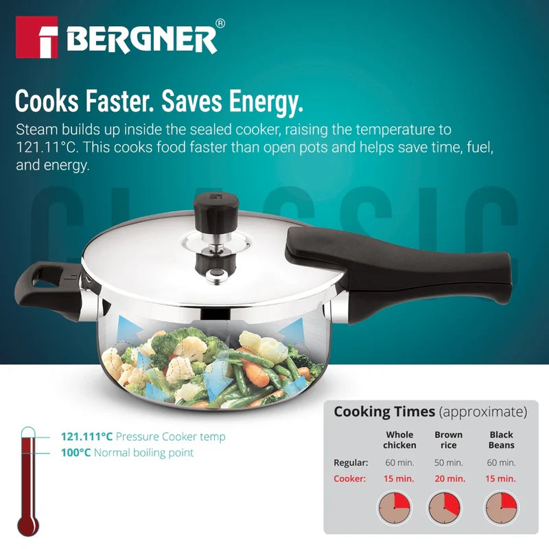 Argent Classic Triply Outer Lid Pressure Pan 5.0L - Induction Bottom