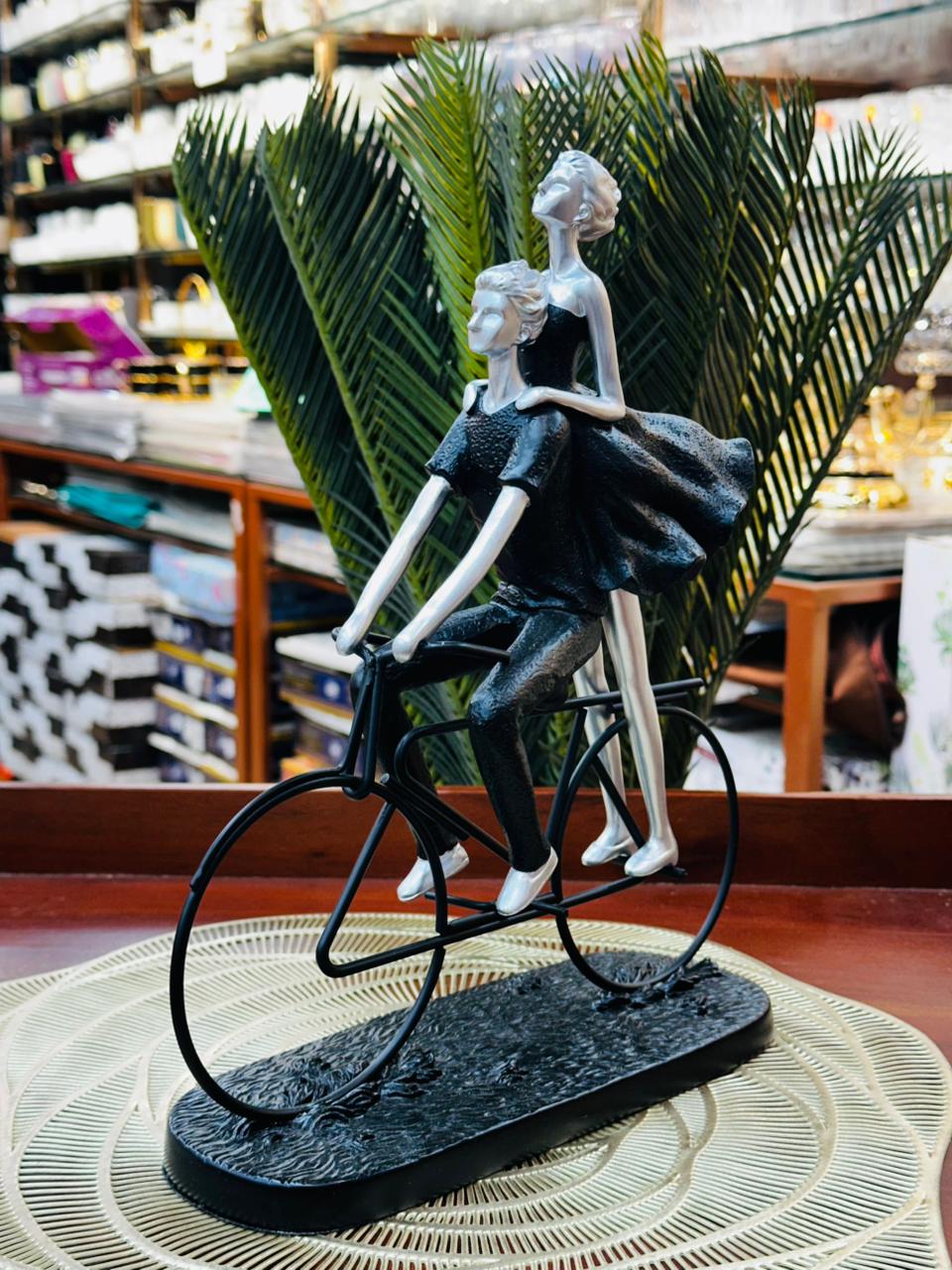 Joyful Journey Couple Figurine – Luxury Bicycle Sculpture