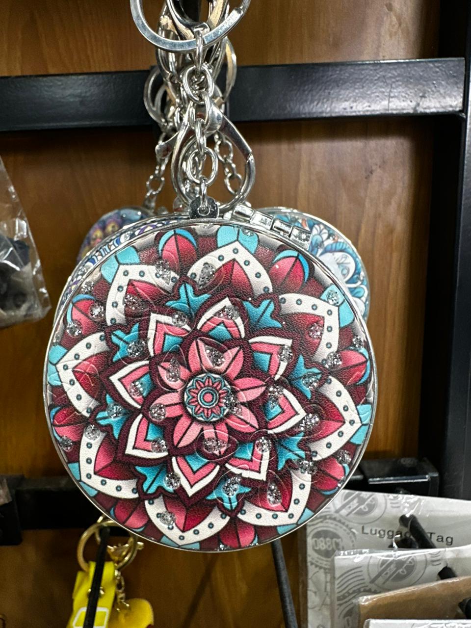 Fancy Mandala Compact Mirror Keychain