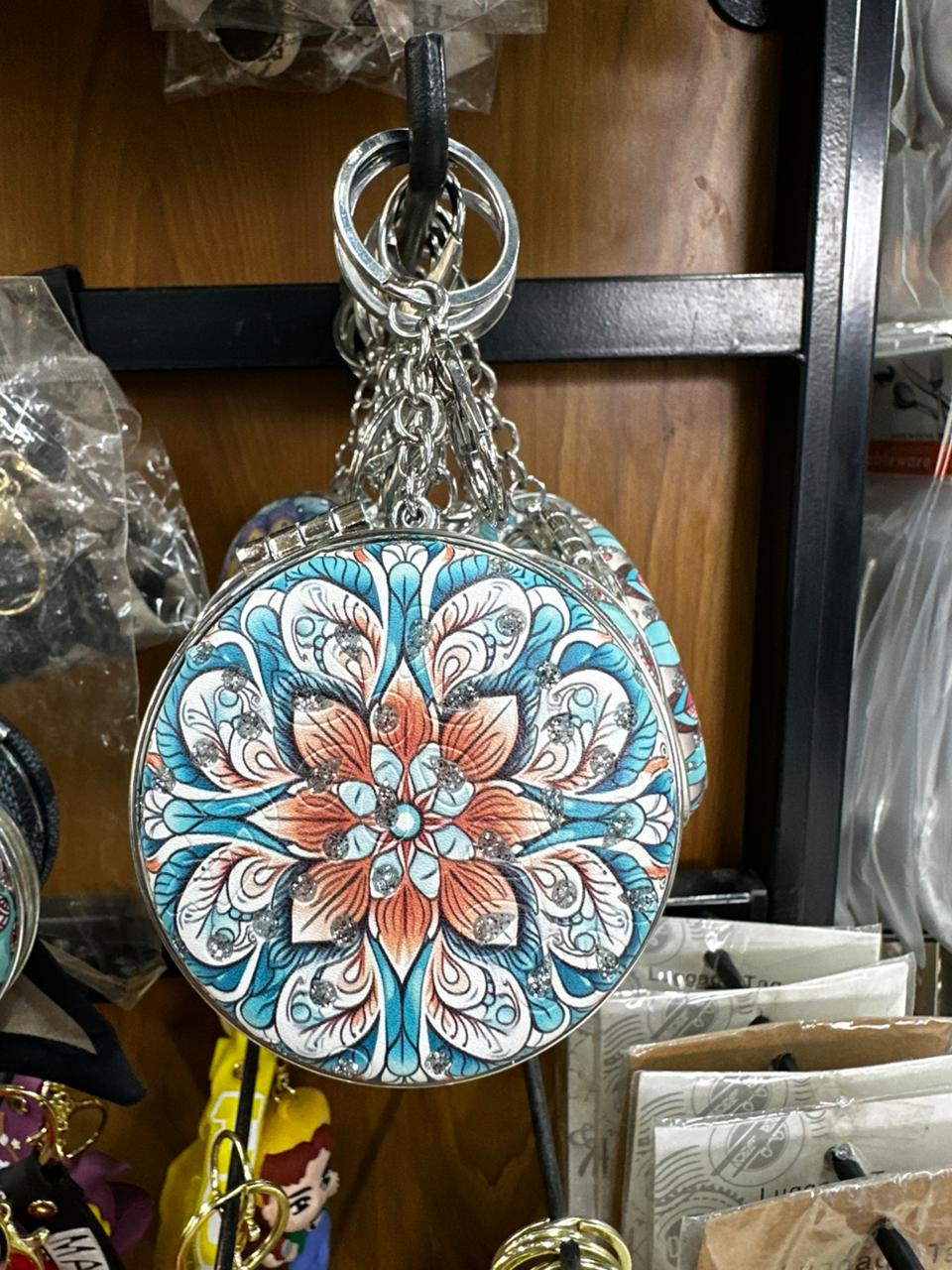 Fancy Mandala Compact Mirror Keychain