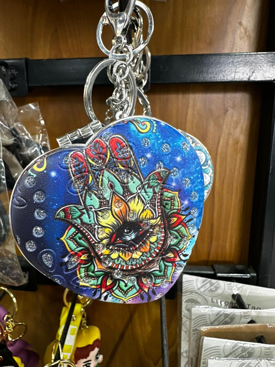 Fancy Mandala Compact Mirror Keychain