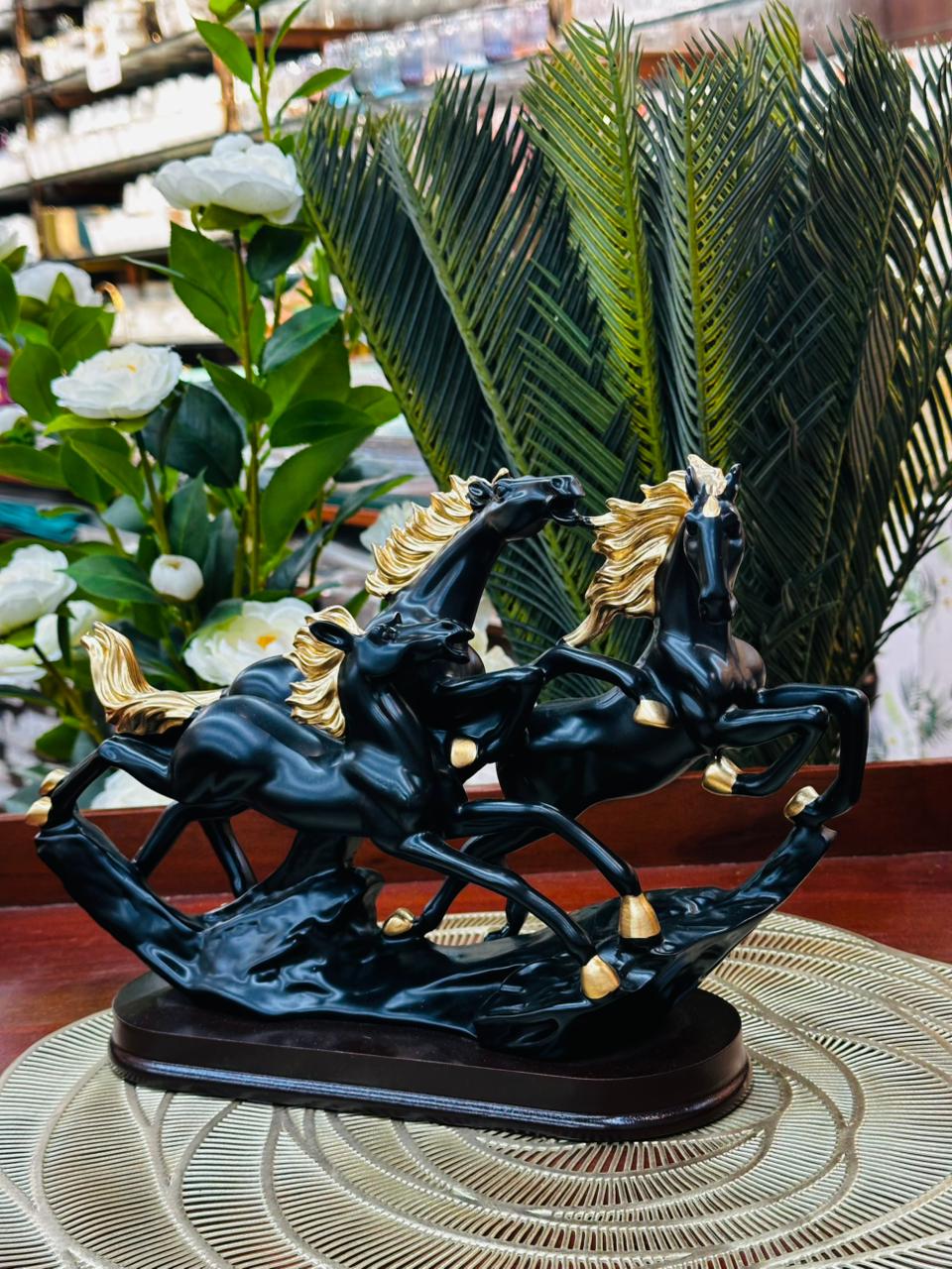 Veloce Galloping Stallions – Luxury 3 Running Horses Sculpture