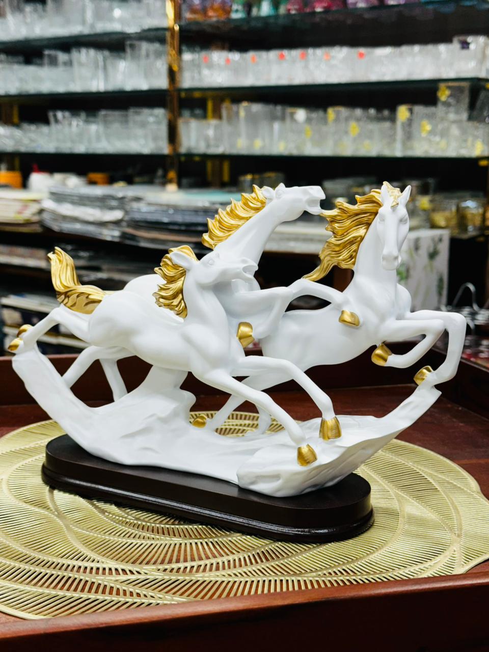 Veloce Galloping Stallions – Luxury 3 Running Horses Sculpture