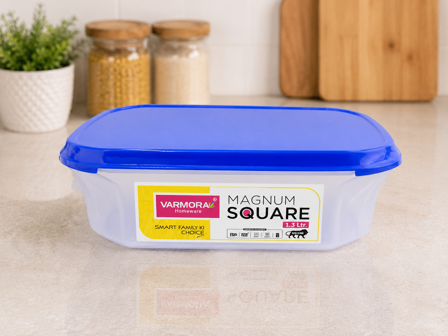 Varmora Magnum Oval Plastic Food Storage Container 1.3l | BPA Free | Airtight Kitchen Storage