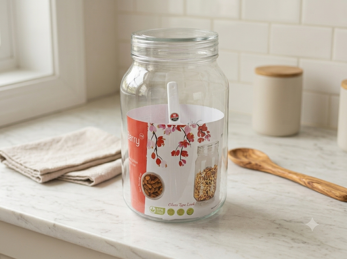 Olivia Jar 4500: Premium Food-Grade Plastic Storage Jar with Measuring Scoop