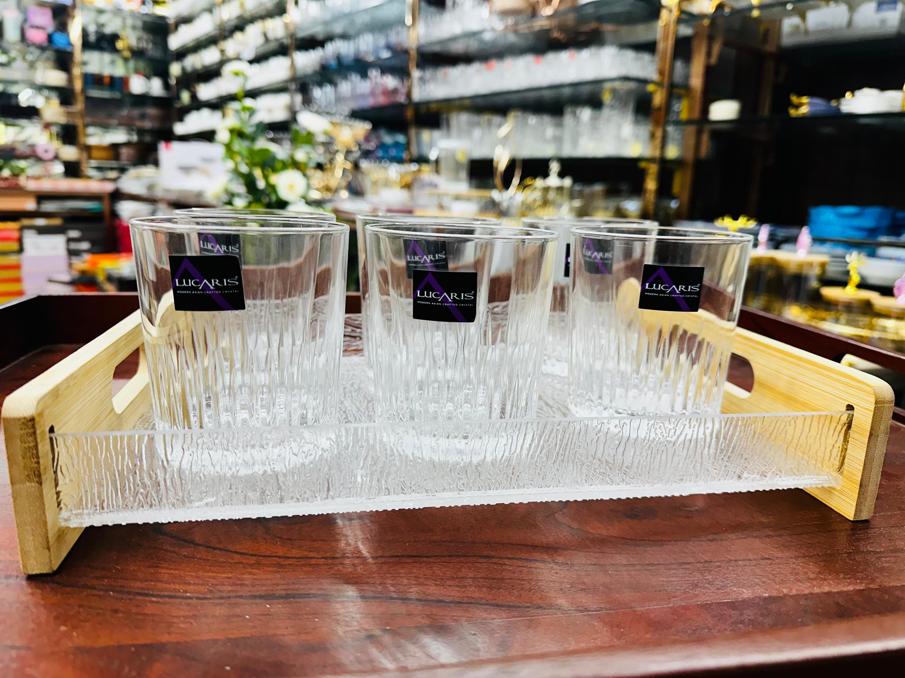 Lucaris Pavilion Dazzle Whisky Glass Set – 380ml Crystal Glasses | Set of 6 Premium Tumblers