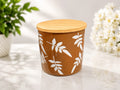 Terracotta Whisper Leaves Ceramic Storage Jar