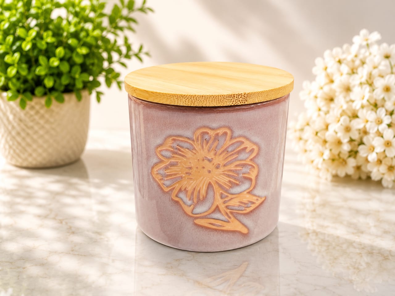 Slate Mist Poppy & Butterfly Ceramic Storage Jar