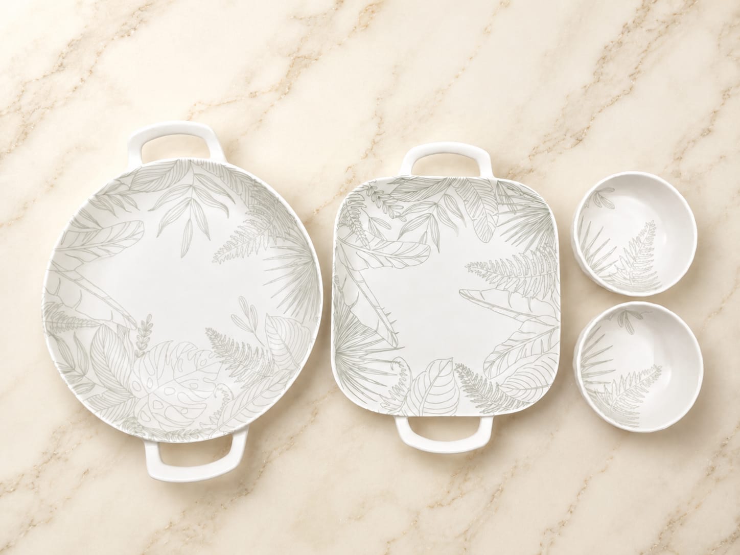 Nordic Bloom Grey Ceramic Platter Set of 4
