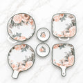 Blush Rose Floral 6-Piece Ceramic Serving Platter Set