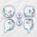 Blue Peony Floral 6-Piece Ceramic Serving Platter Set