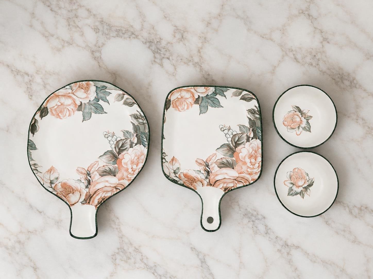 Rose Blossom Ceramic Platter Set of 4