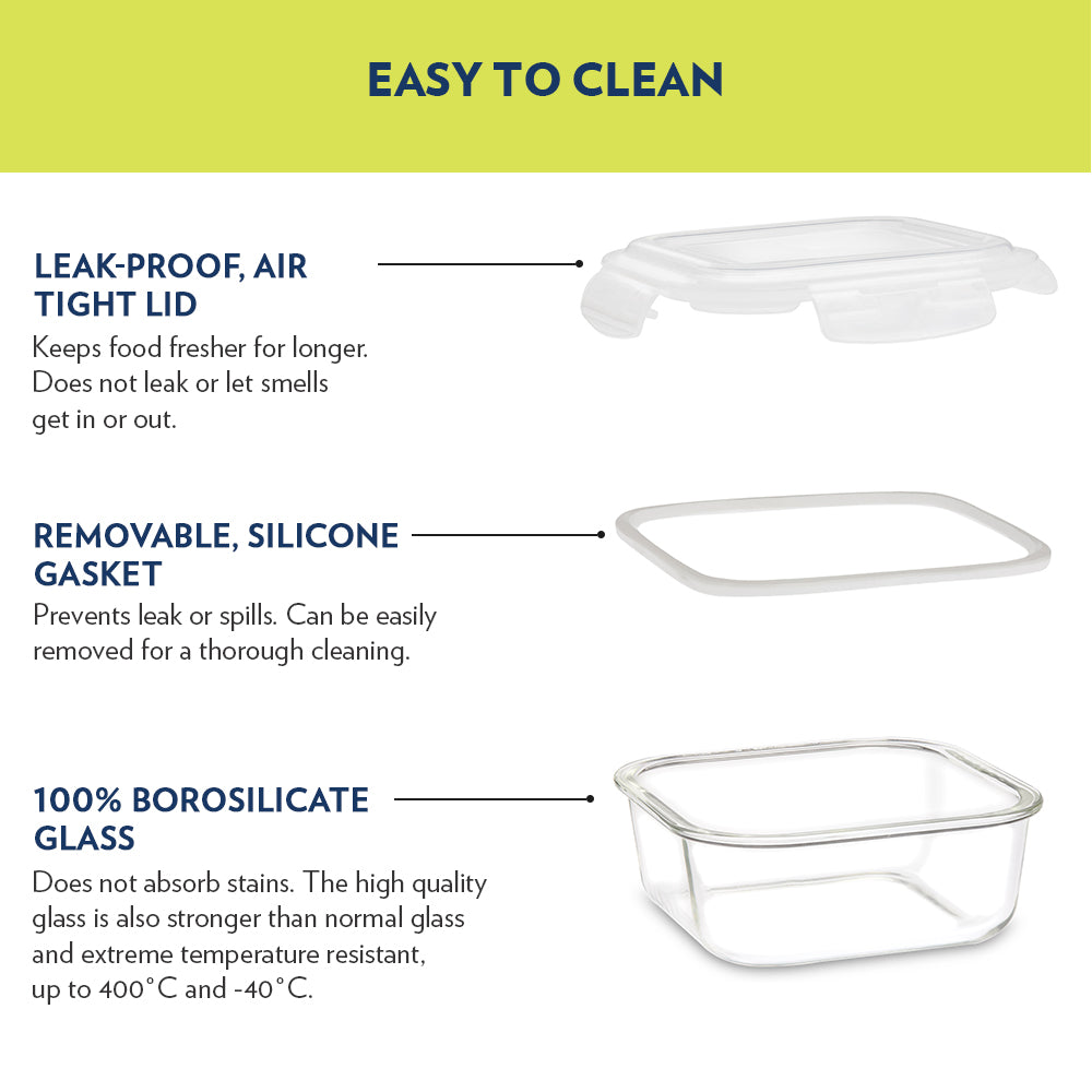 Tuff Glass Klip n Store Square Container